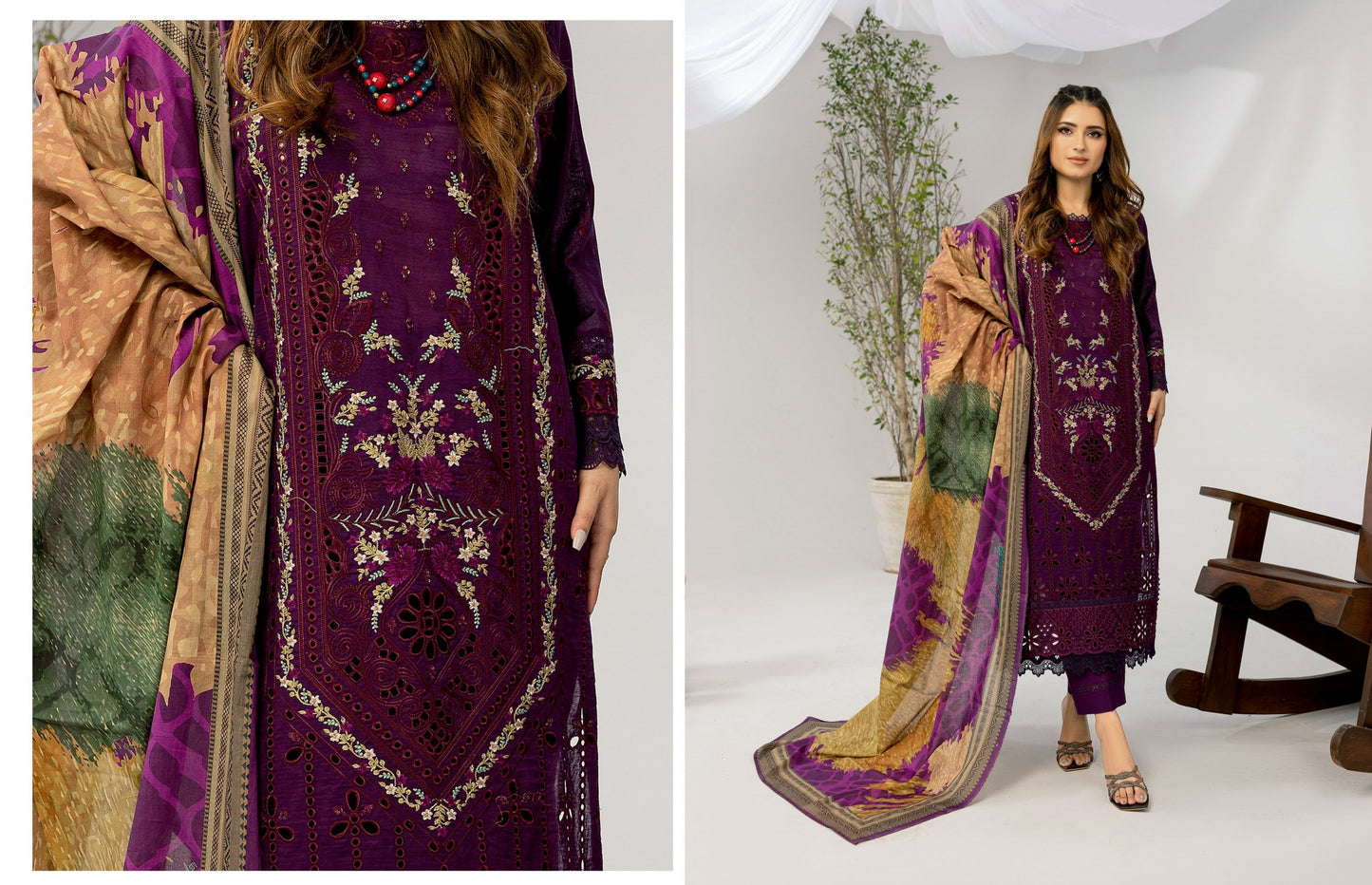 Embroidery Strip Lawn Shirt