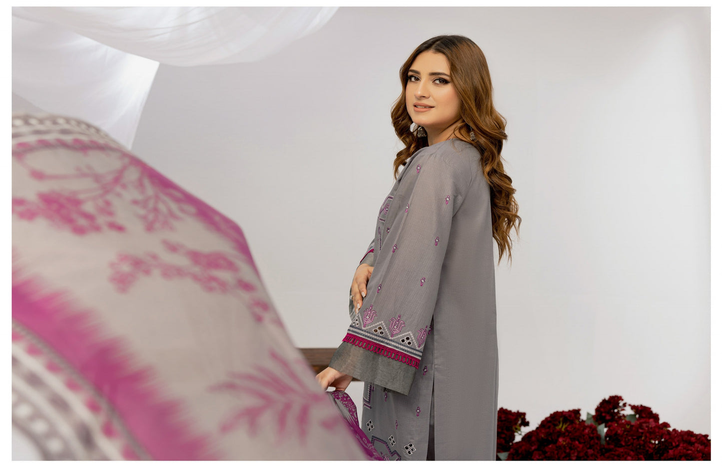 Embroidery Strip Lawn Shirt