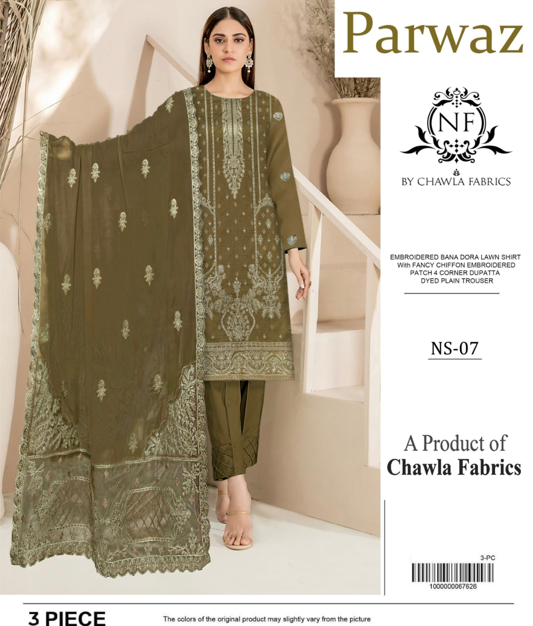 Embroidered Bana Dora Lawn