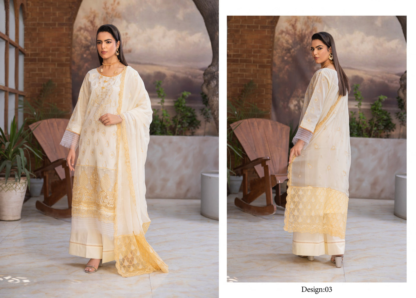Embroidered Lawn Daman Aplic Work