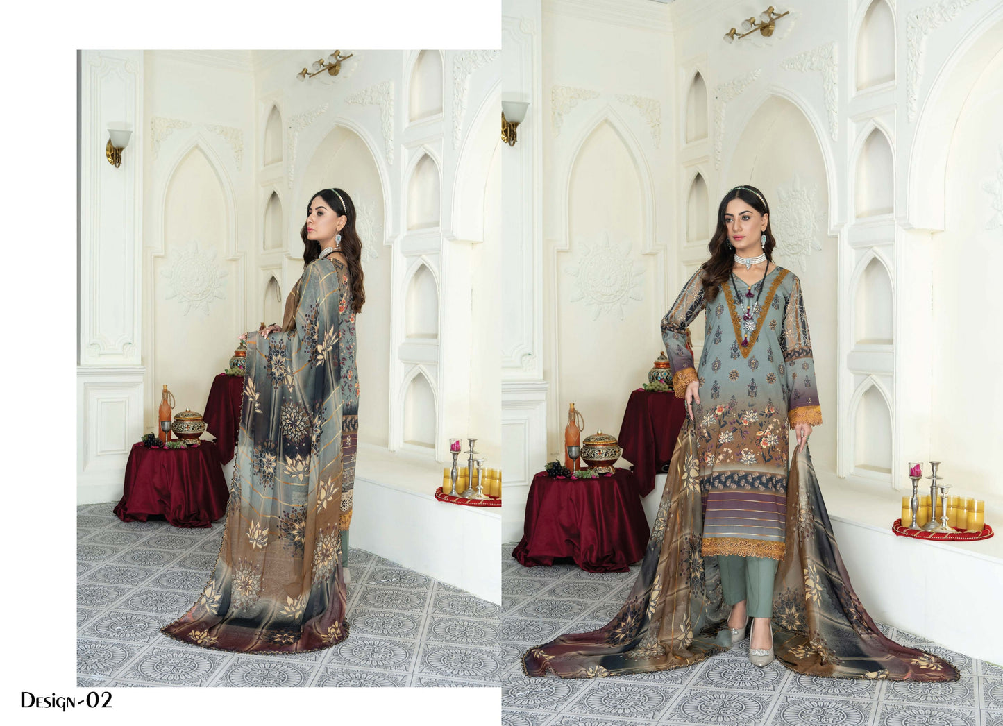 Digital Printed Embroiderd Lawn