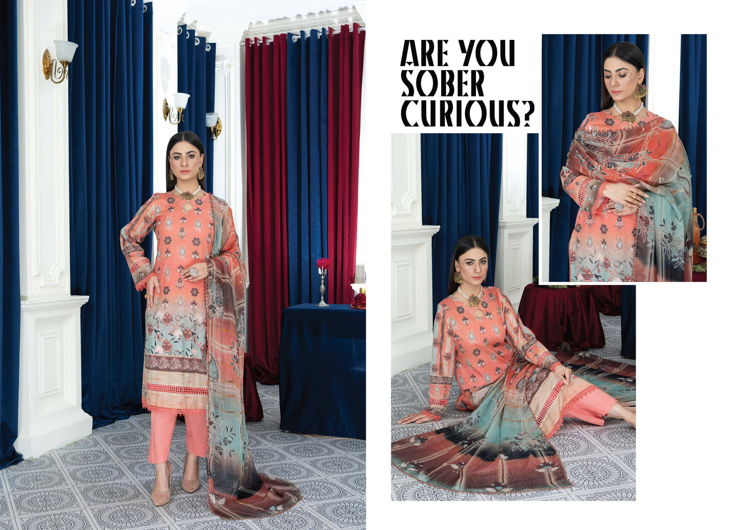 Digital Printed Embroiderd Lawn