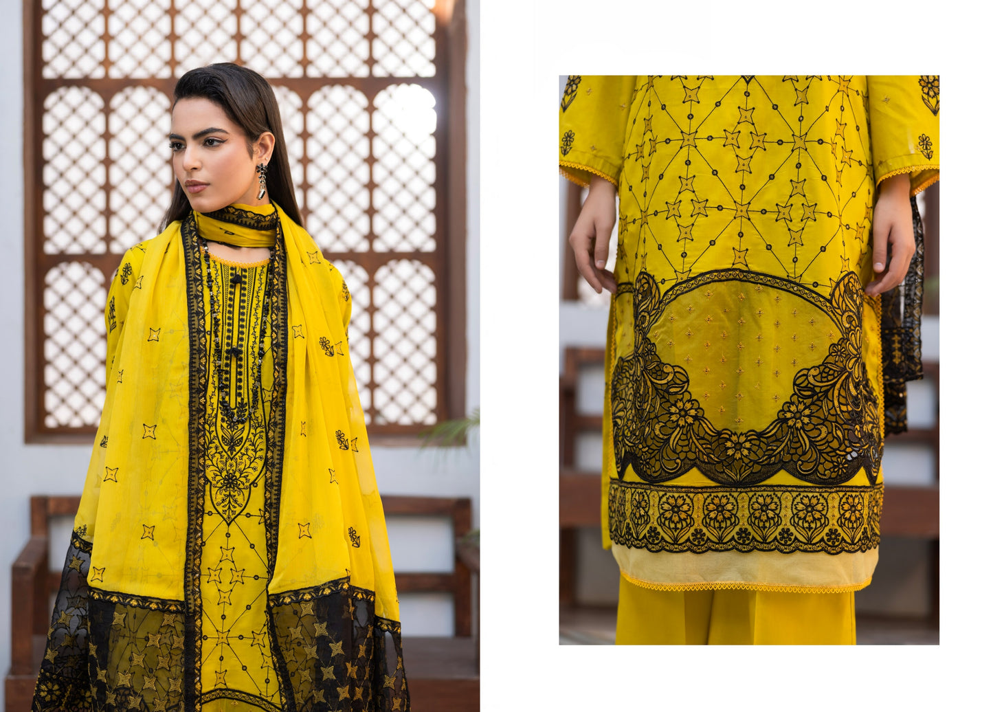 Embroidered Lawn Daman Aplic Work