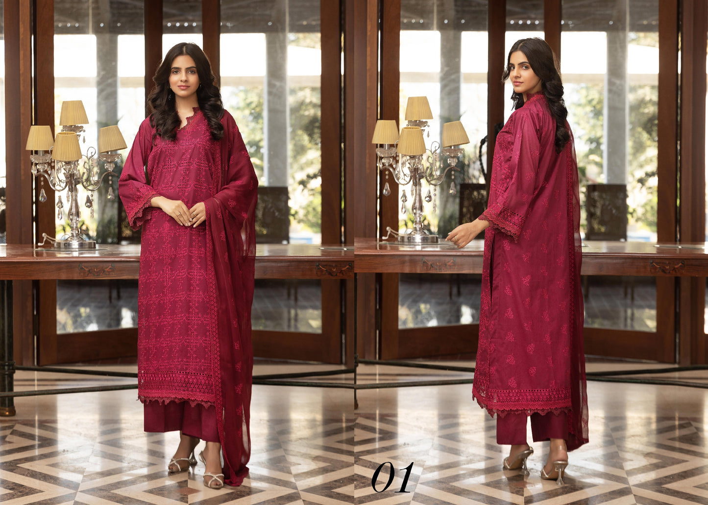 Embroidered Lawn Crinkle Dupatta