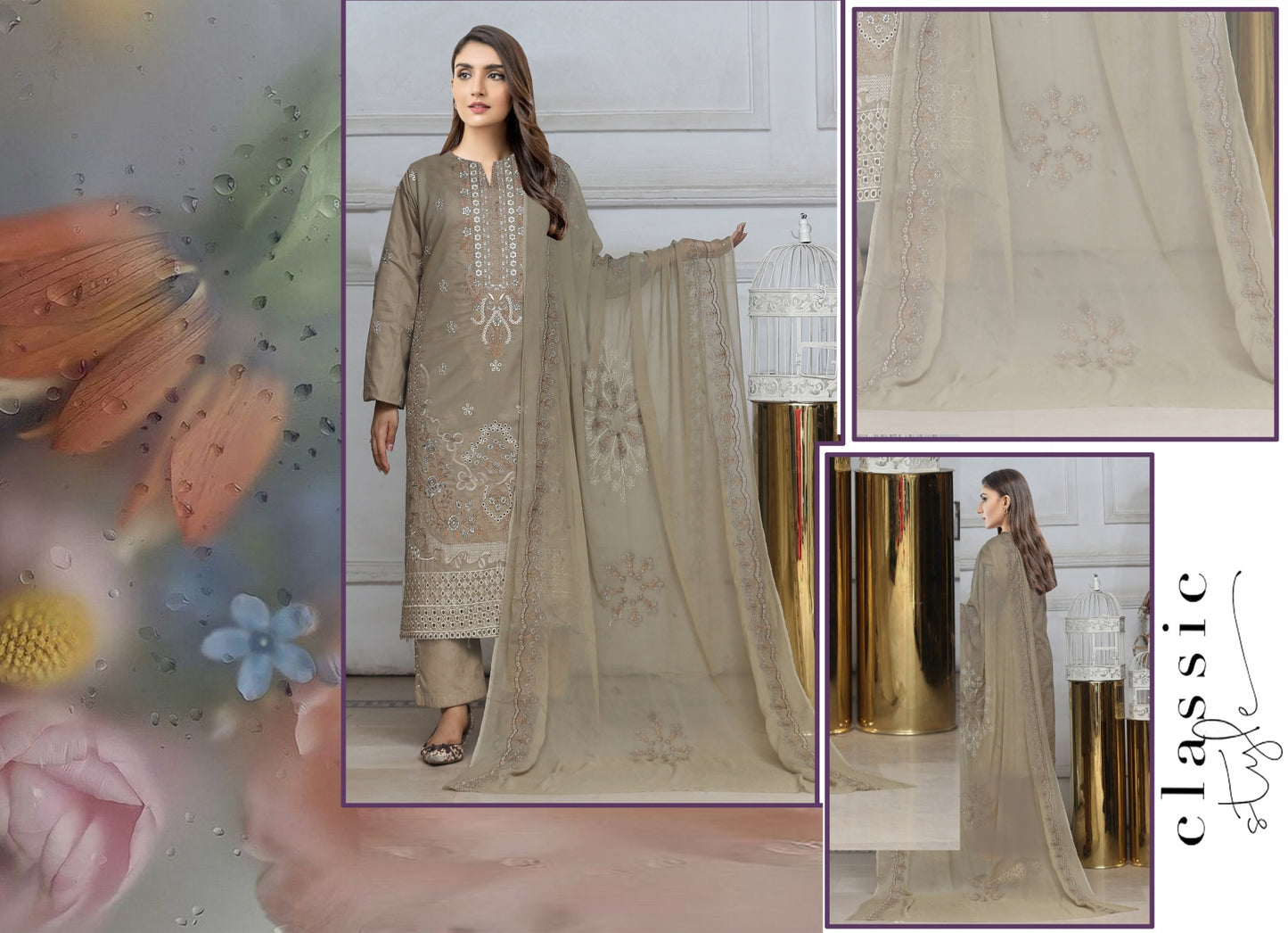 Embroidered 3piece Pure Dupatta