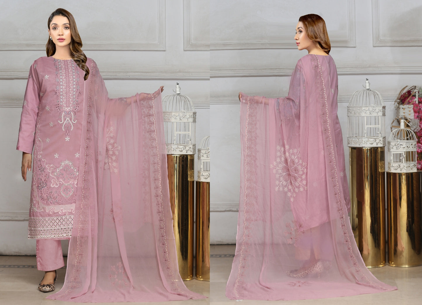 Embroidered 3piece Pure Dupatta