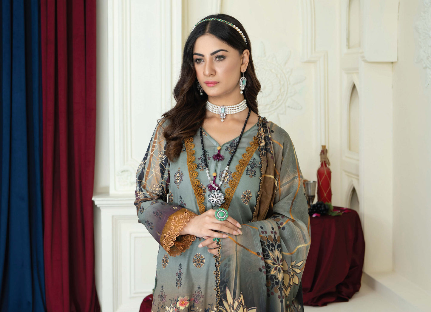 Digital Printed Embroiderd Lawn