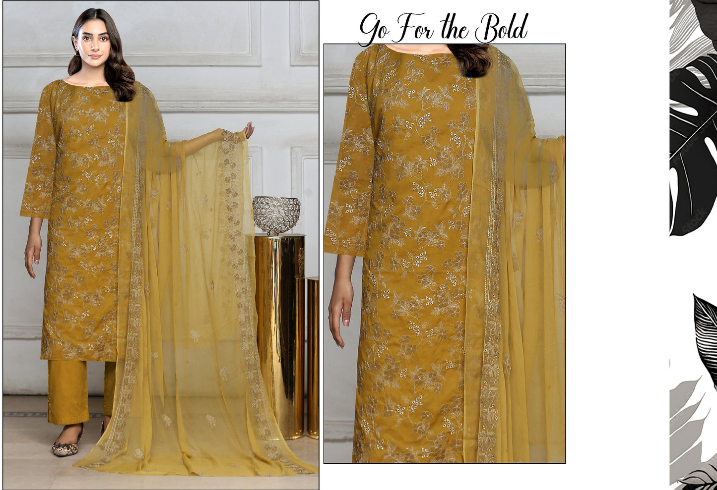 Embroidered 3piece Bamber dupatta