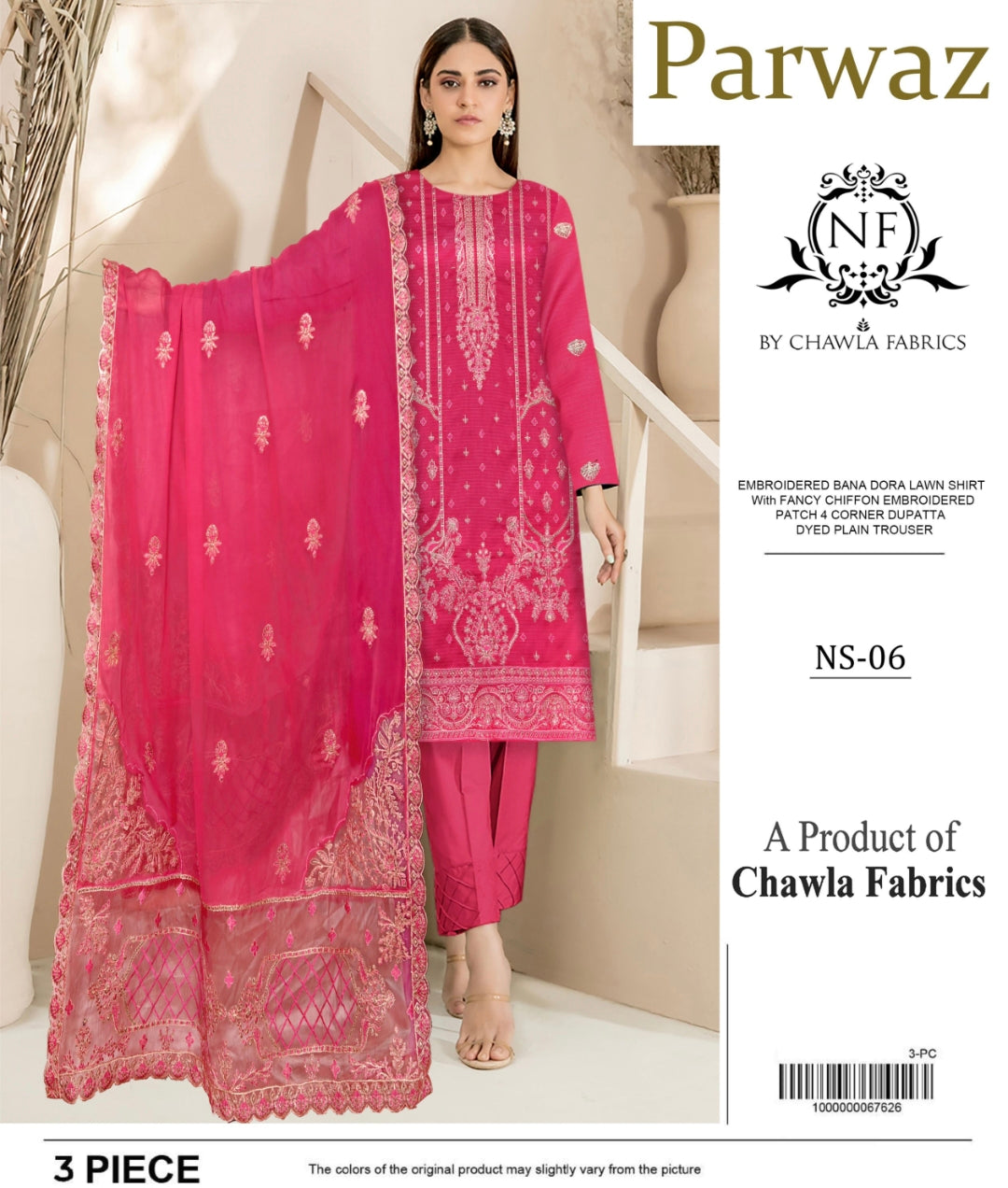 Embroidered Bana Dora Lawn