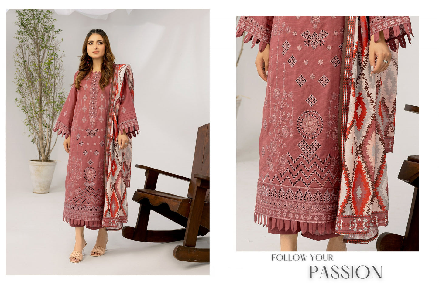 Embroidery Strip Lawn Shirt
