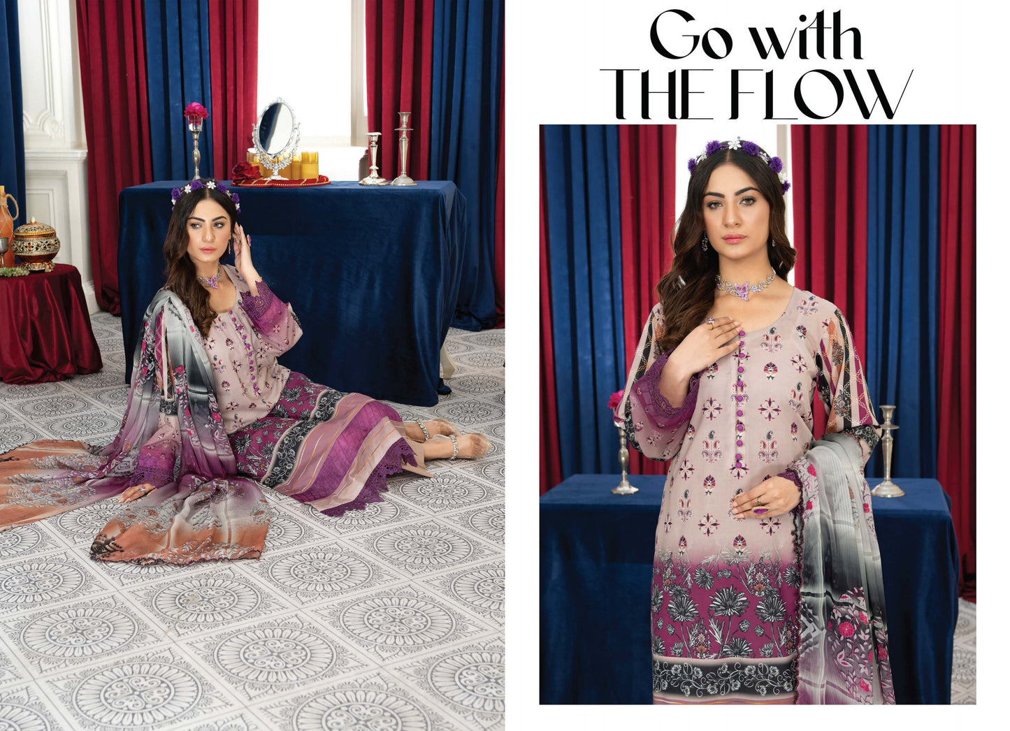 Digital Printed Embroiderd Lawn