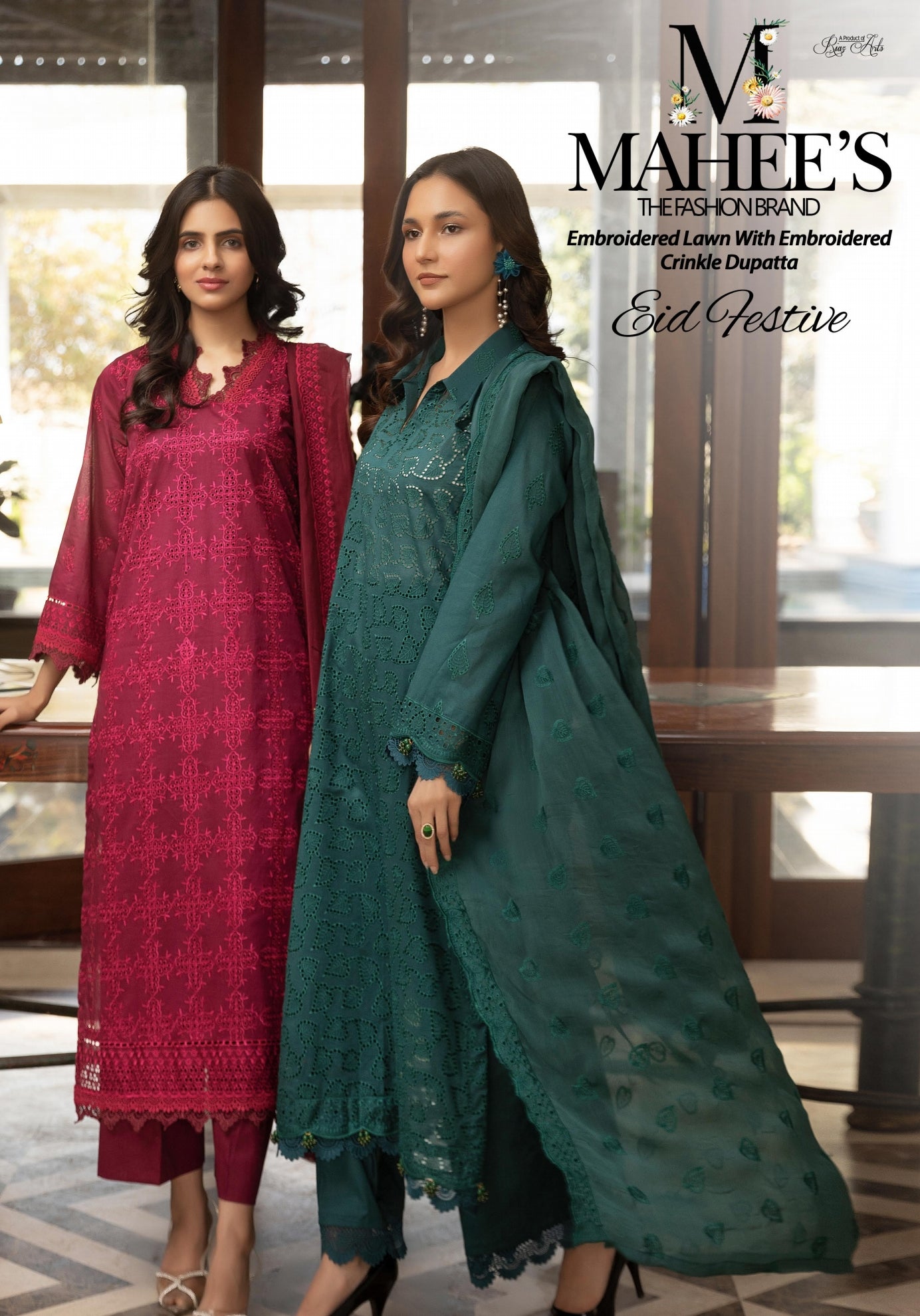 Embroidered Lawn Crinkle Dupatta