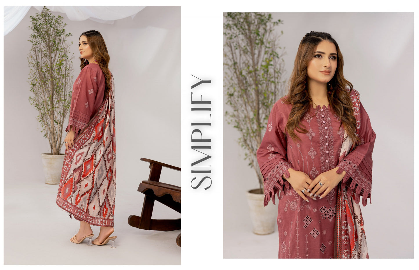 Embroidery Strip Lawn Shirt