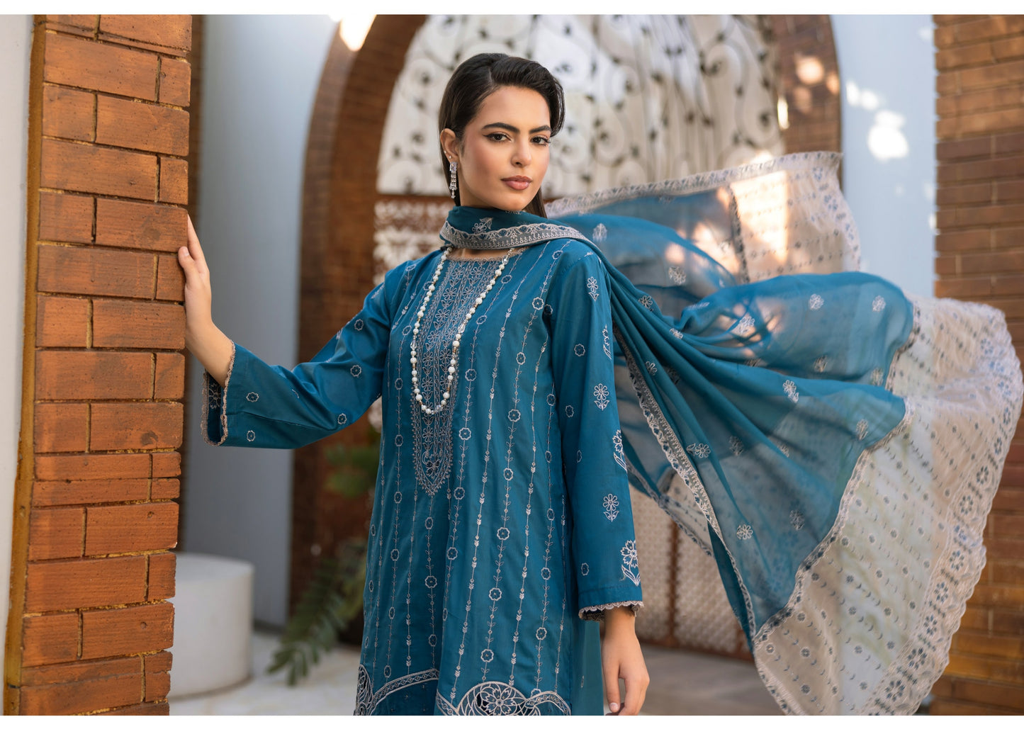 Embroidered Lawn Daman Aplic Work