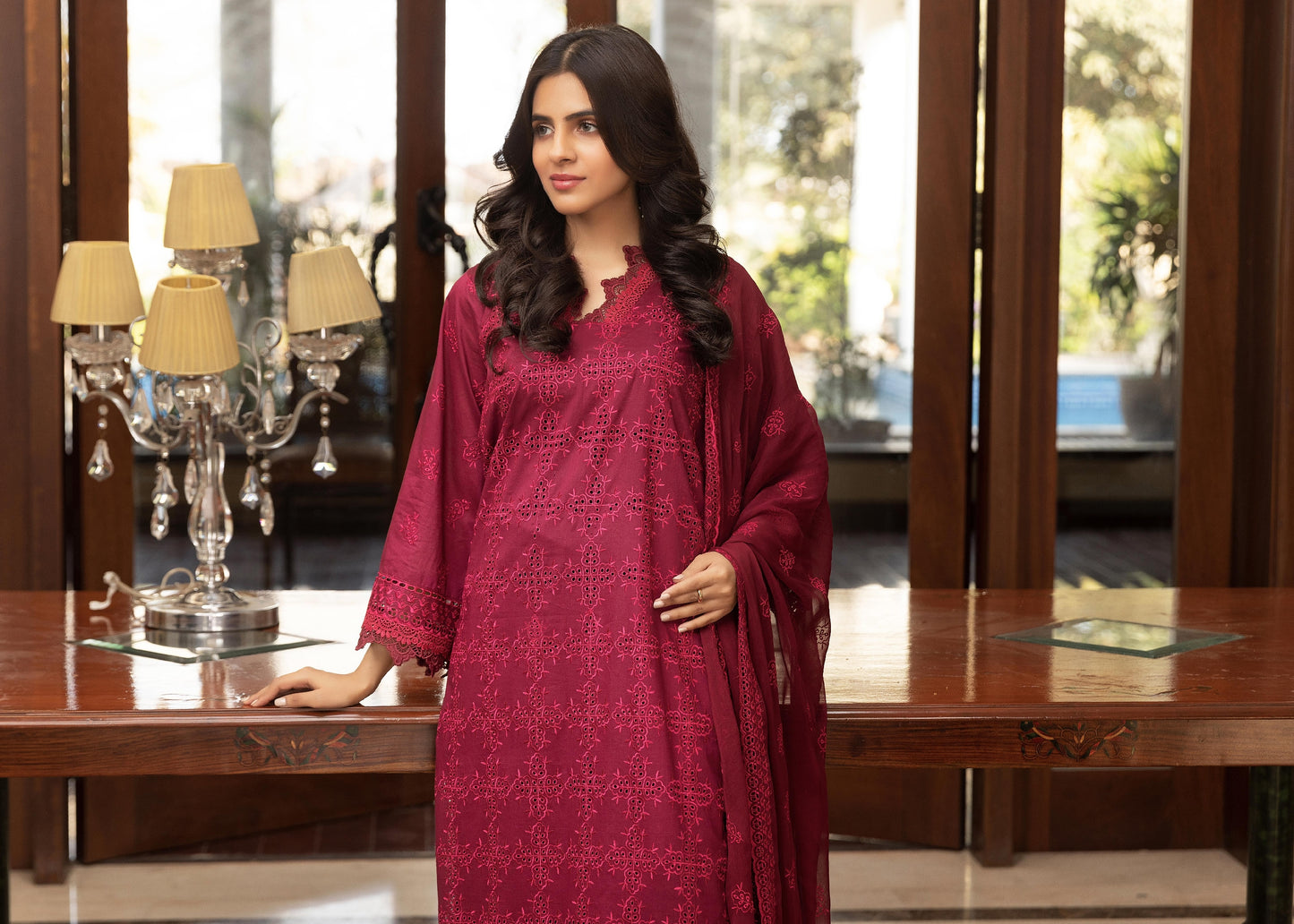 Embroidered Lawn Crinkle Dupatta