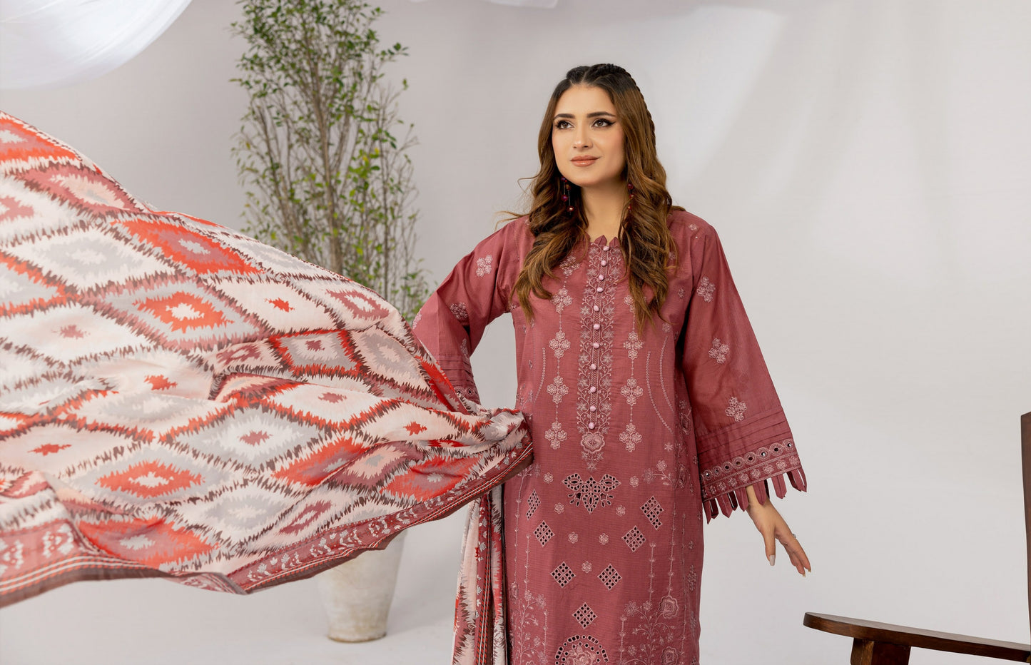 Embroidery Strip Lawn Shirt