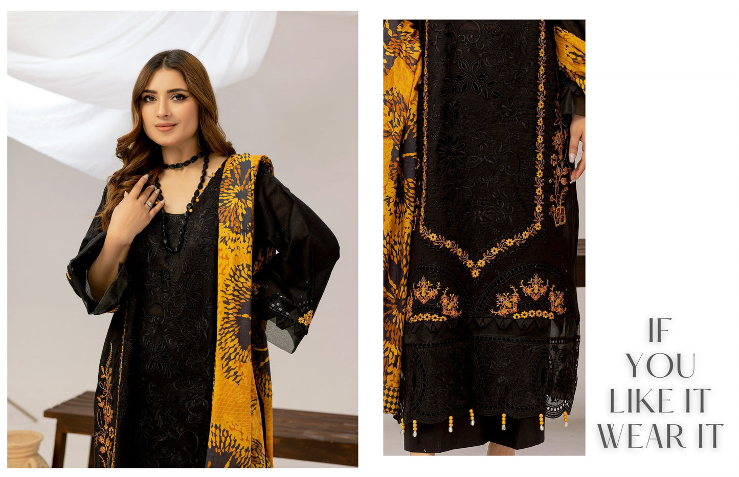 Embroidery Strip Lawn Shirt