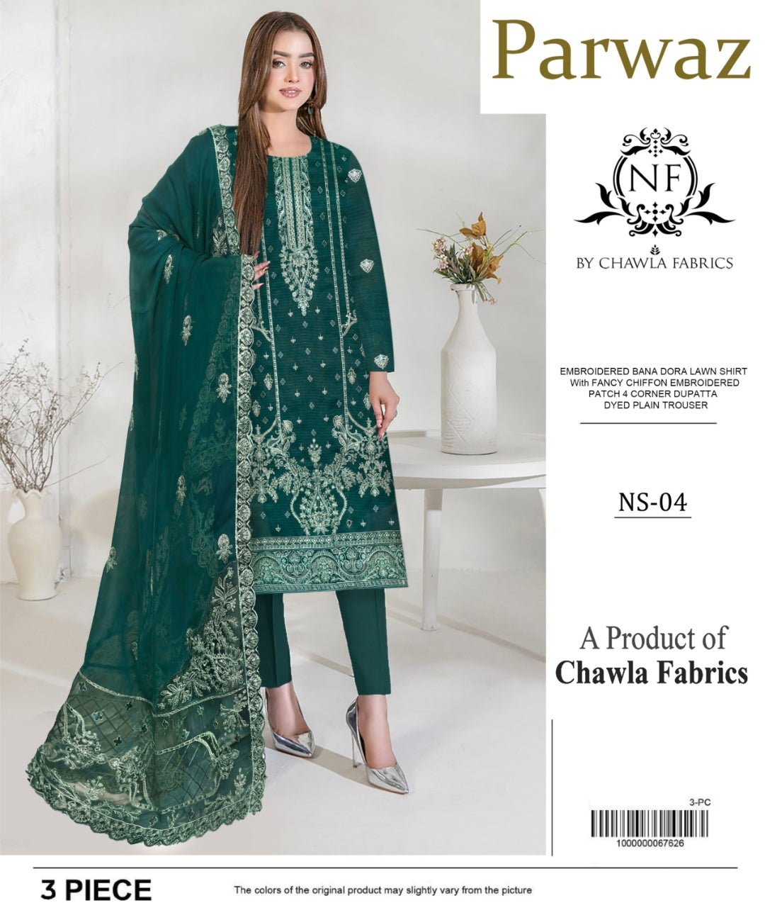 Embroidered Bana Dora Lawn
