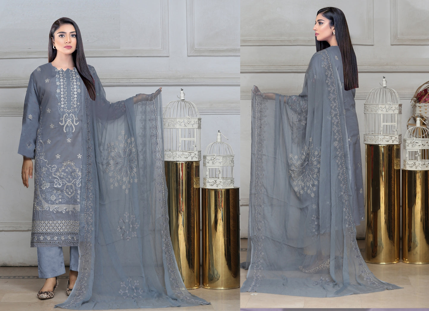 Embroidered 3piece Pure Dupatta