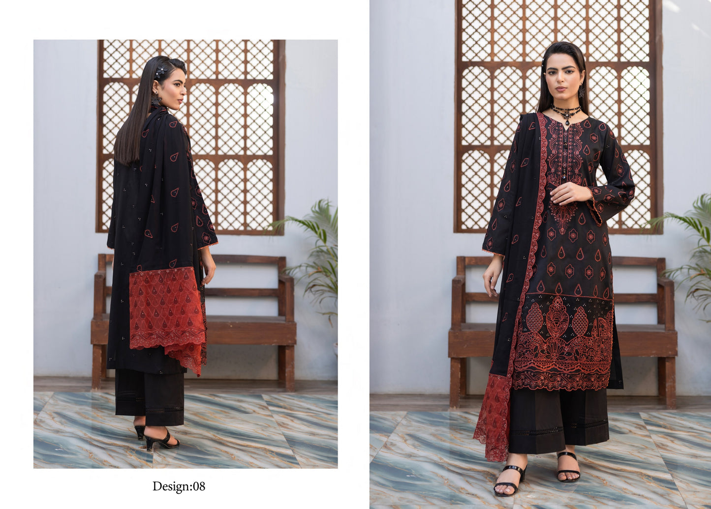 Embroidered Lawn Daman Aplic Work