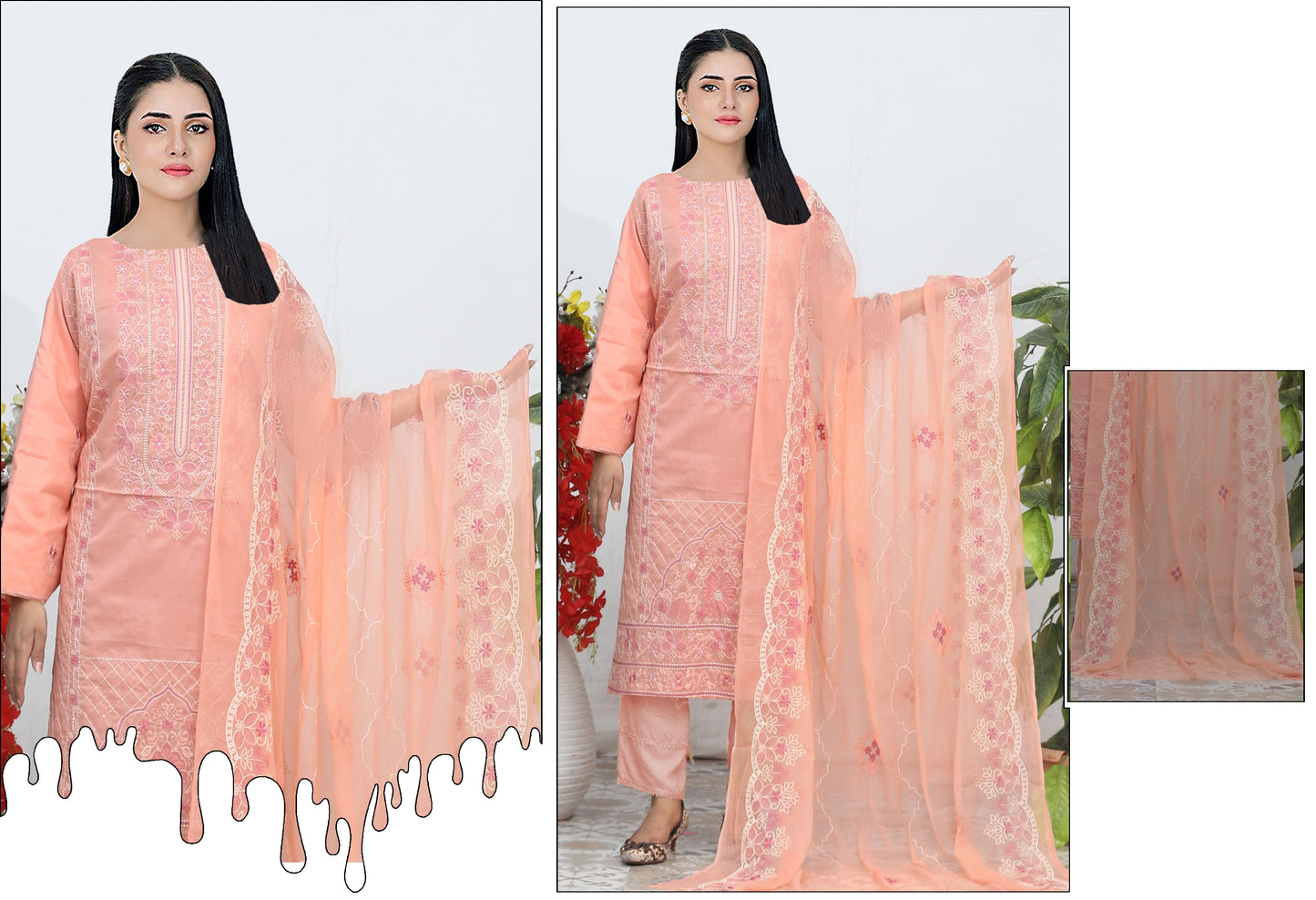 Embroidered 3piece with pure dupatta
