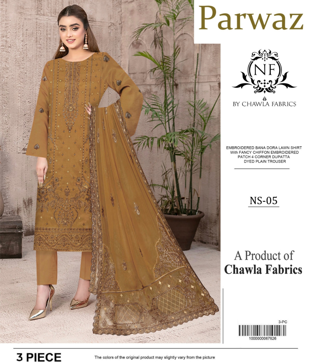Embroidered Bana Dora Lawn