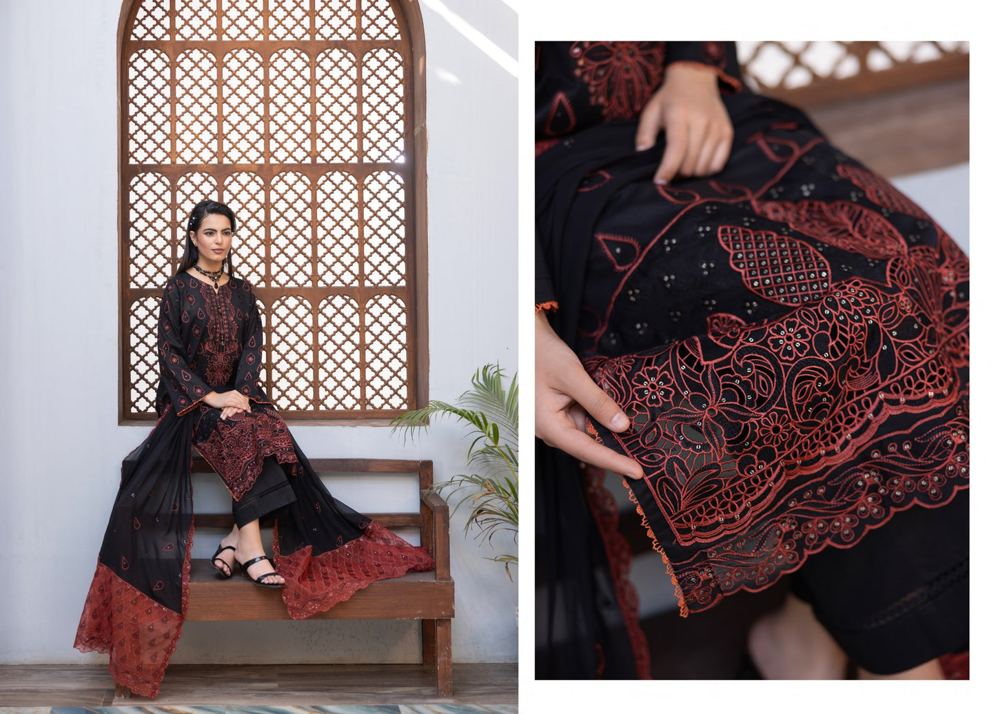 Embroidered Lawn Daman Aplic Work