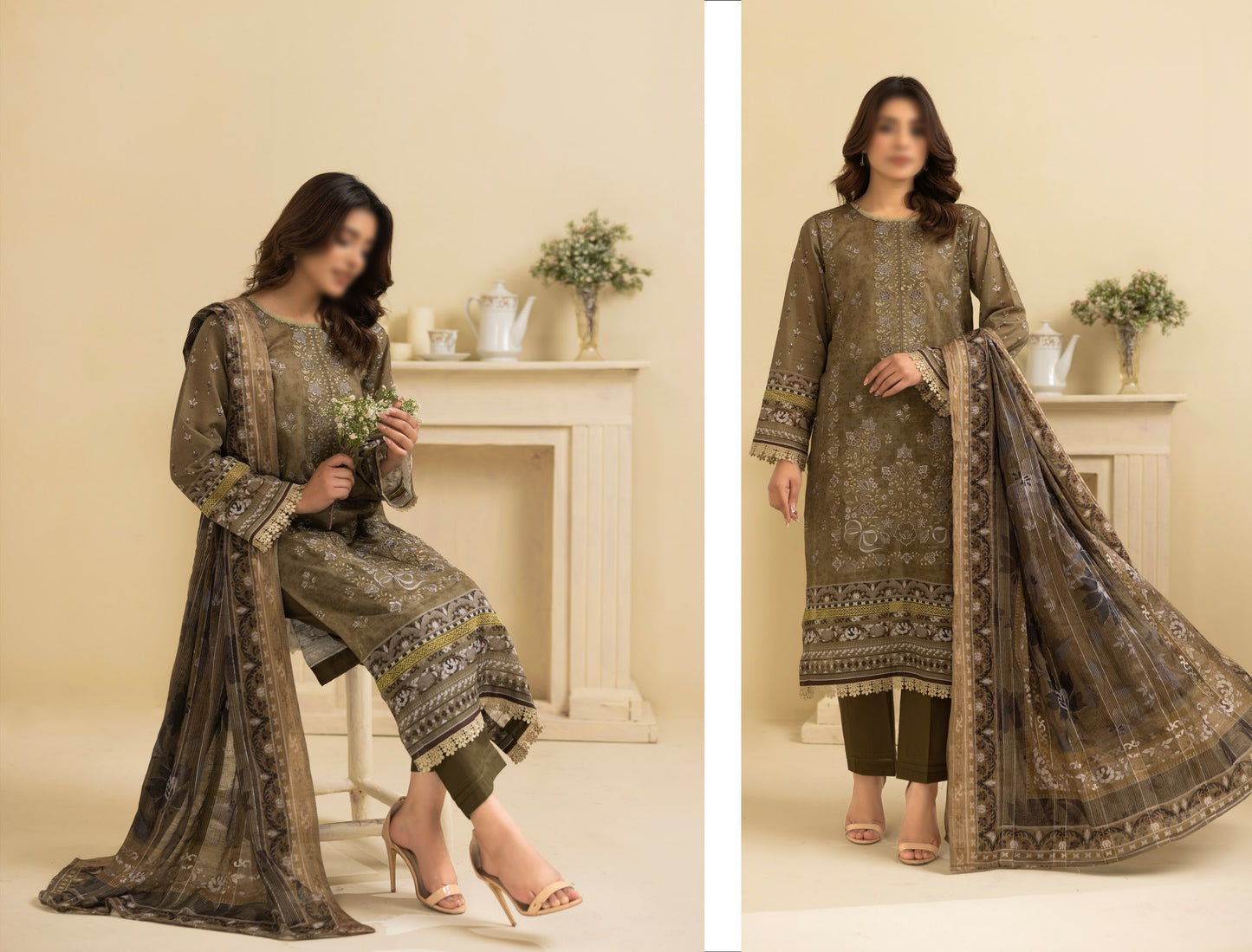 Embroidered Lawn With Voil Dupatta