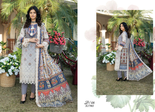 Digital & Embroidered Stripe Lawn