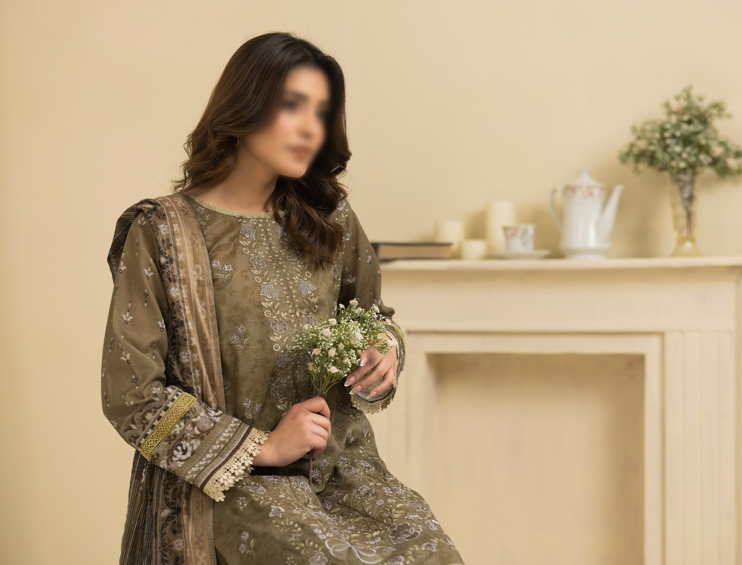 Embroidered Lawn With Voil Dupatta