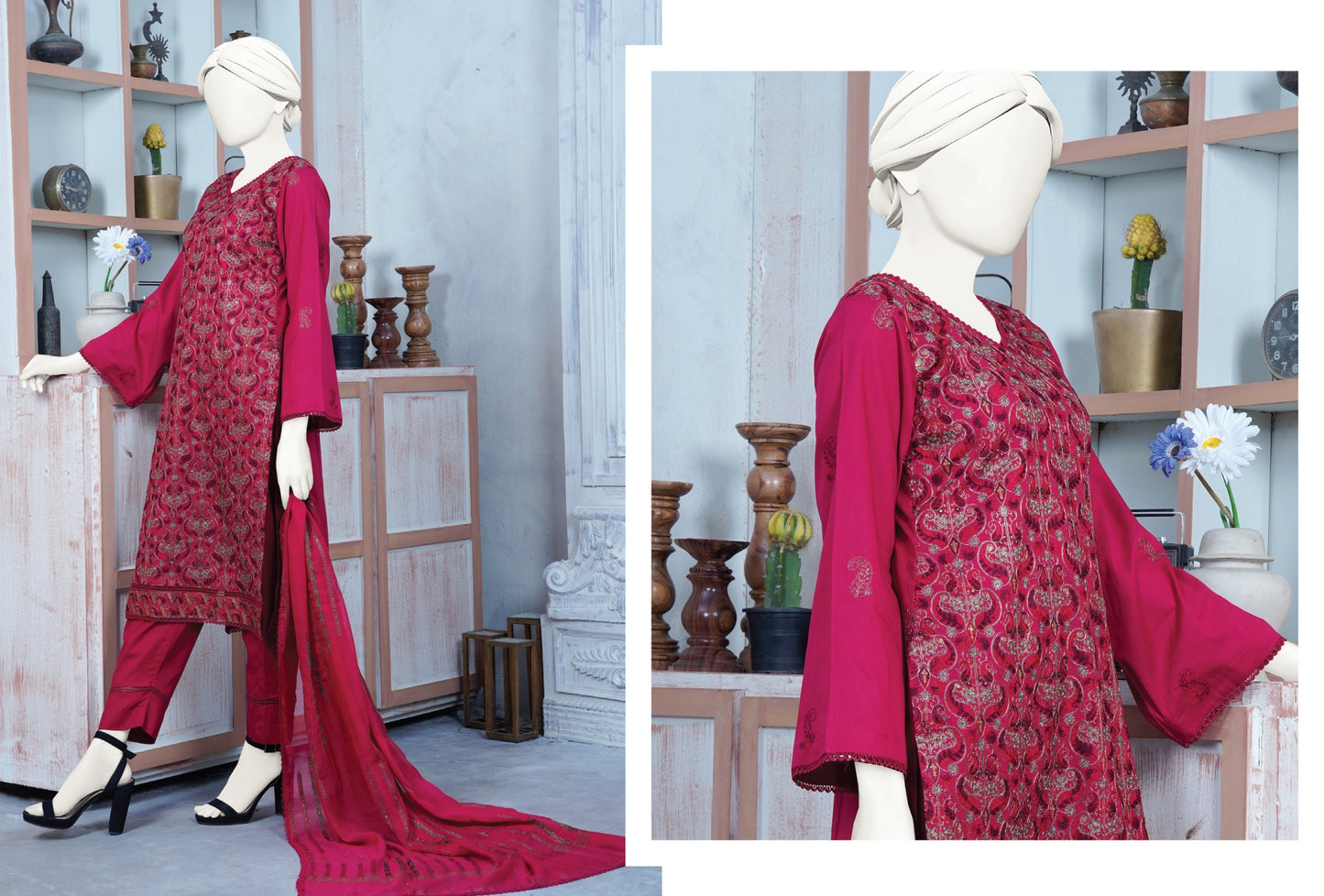 Embroidered Lawn With Fancy Dupatta