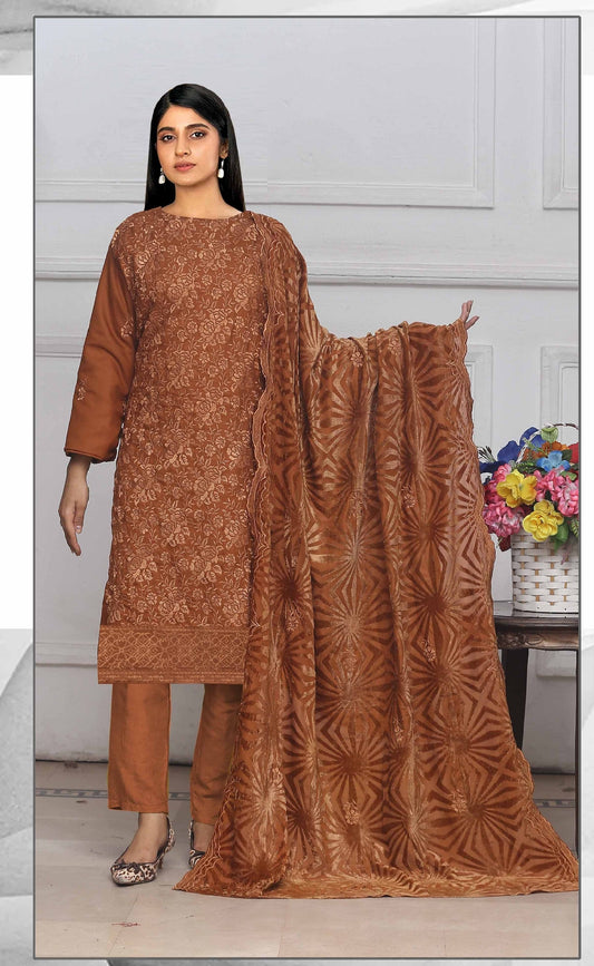 Embroidered Peach Leather With Palachi Shawl - Yousaf Cloth House