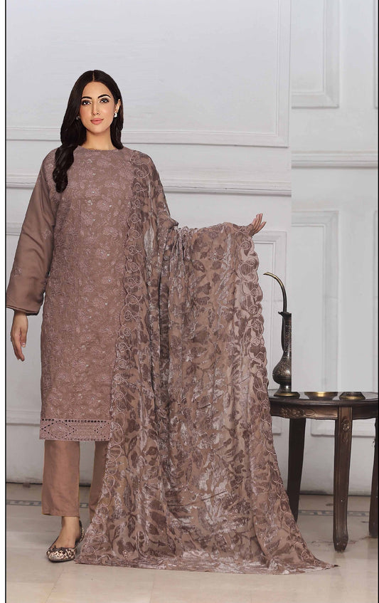 Embroidered Peach Leather With Palachi Shawl - Yousaf Cloth House