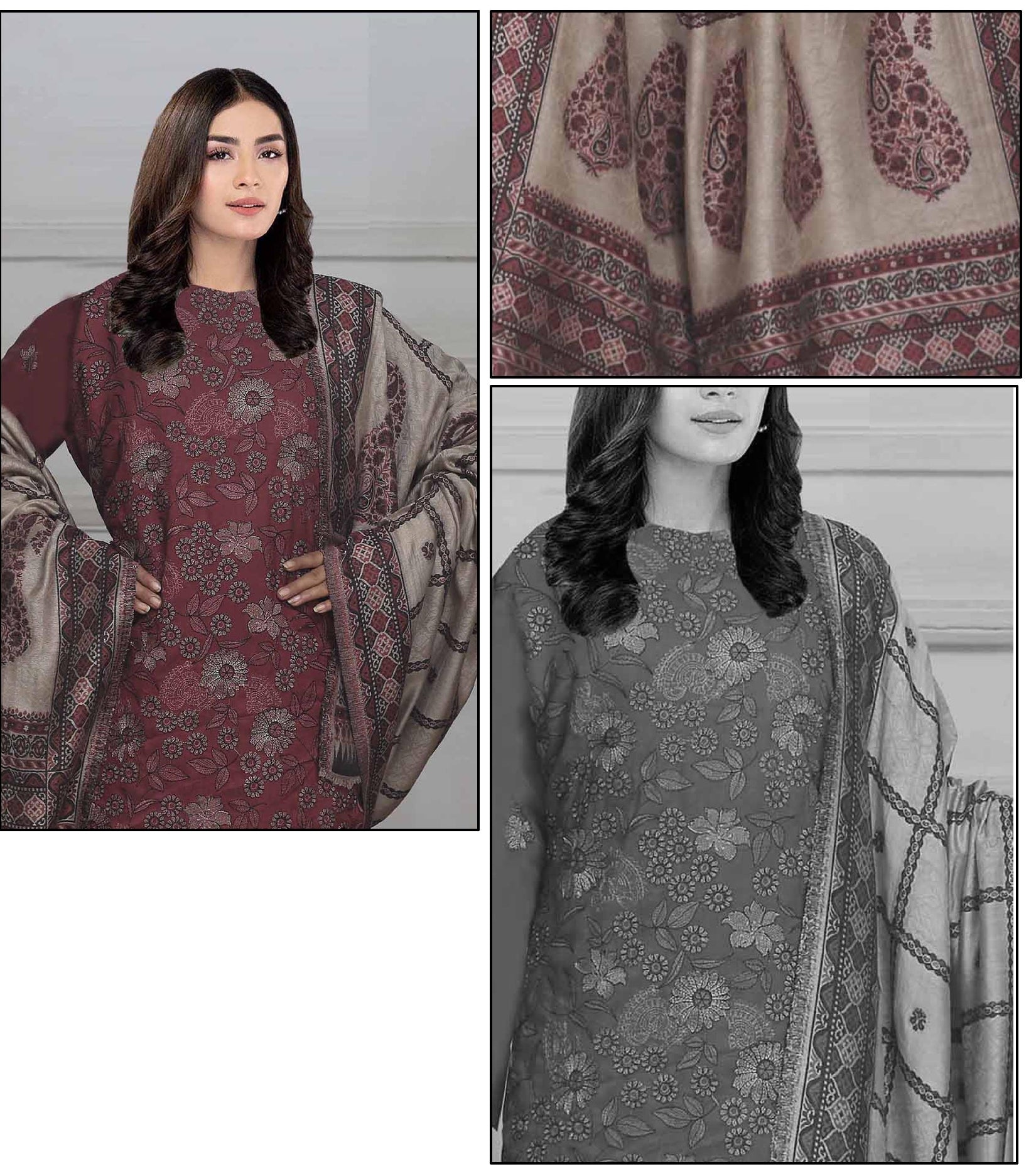 Embroidered Peach Leather With Swati Wool Shawl - Yousaf Cloth House