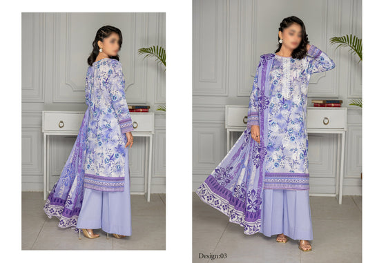 Digital Print Embroidered Lawn