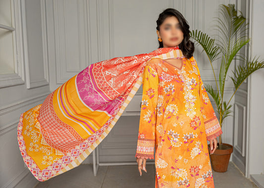 Digital Print Embroidered Lawn