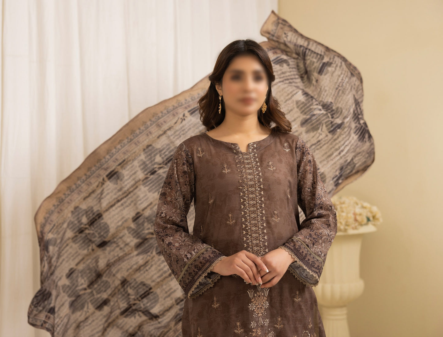 Embroidered Lawn With Voil Dupatta