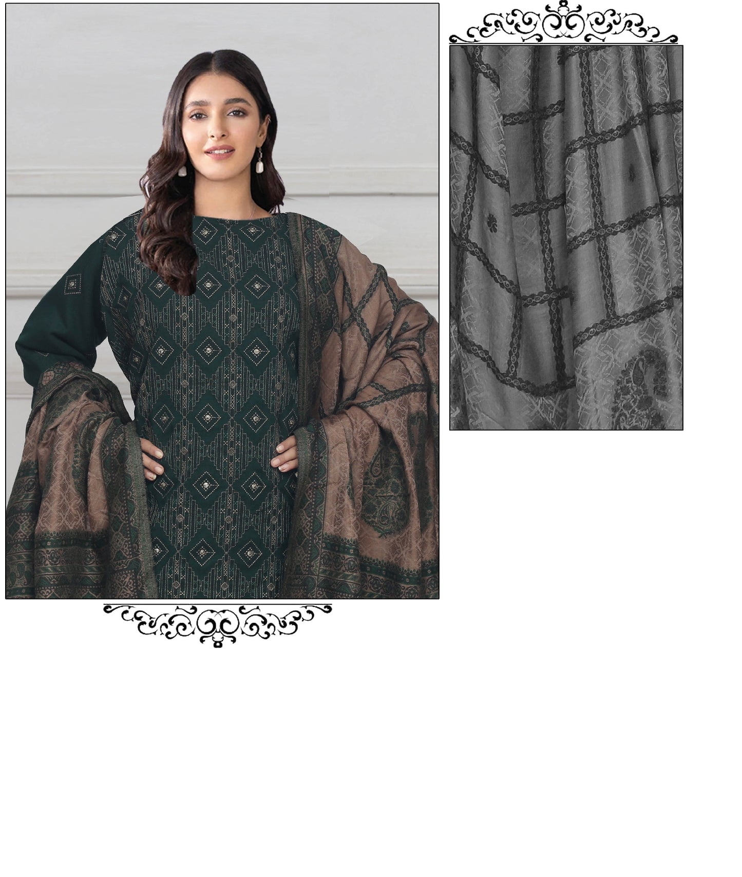 Embroidered Peach Leather With Swati Wool Shawl - Yousaf Cloth House