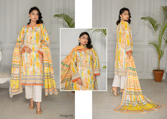 Digital Print Embroidered Lawn