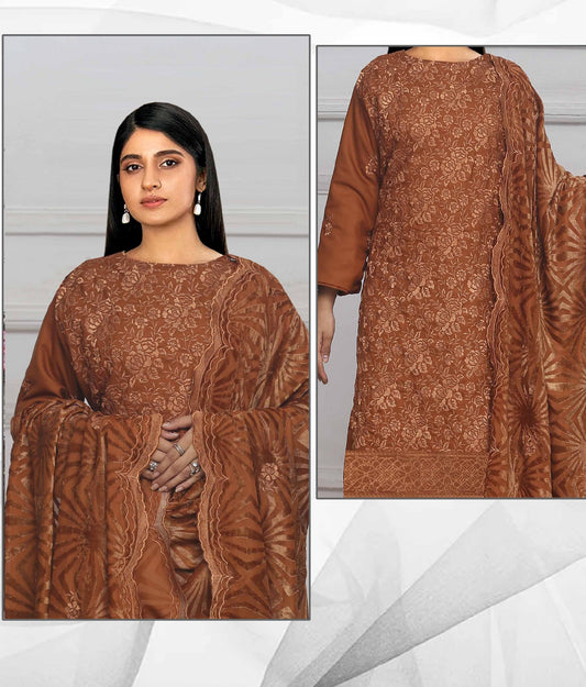 Embroidered Peach Leather With Palachi Shawl - Yousaf Cloth House